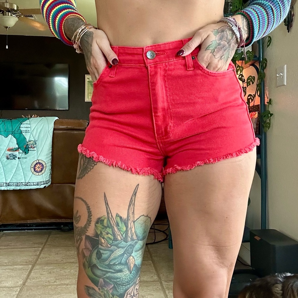 Red vintage Lee cutoff shorts